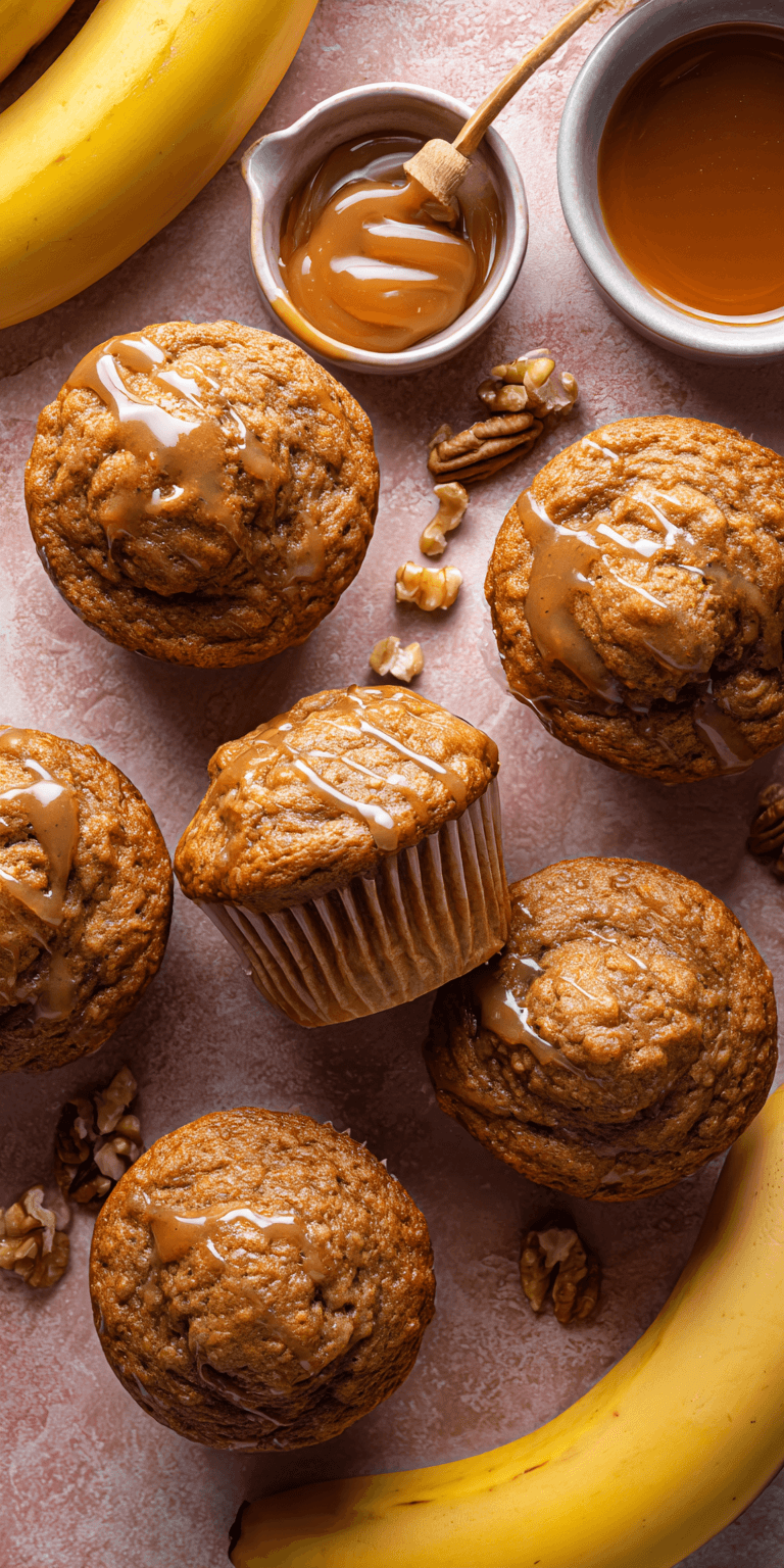 Vegan Banana Muffins with Maple Glaze served warm with cozy spices