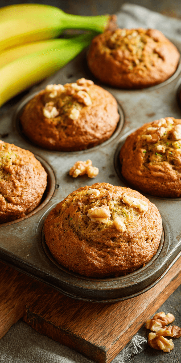 Zucchini Banana Bread Muffins served warm with cozy spices