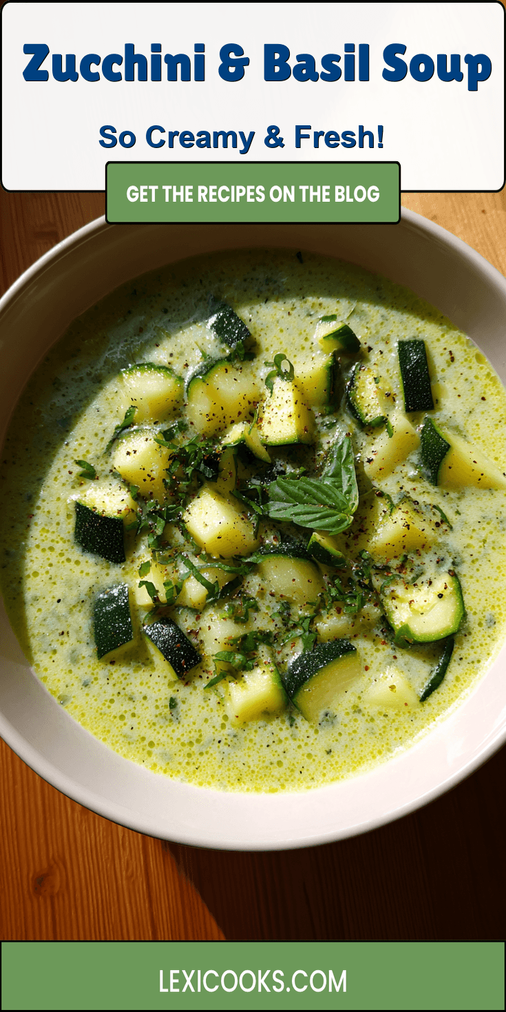 Zucchini & Basil Soup served warm with cozy spices