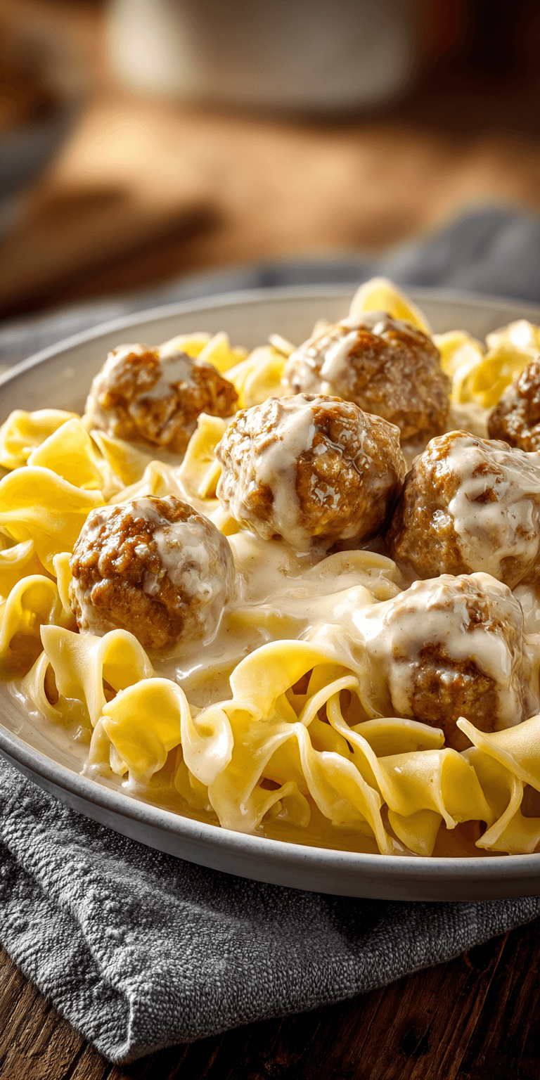 Amish Meatball Noodles served warm with cozy spices