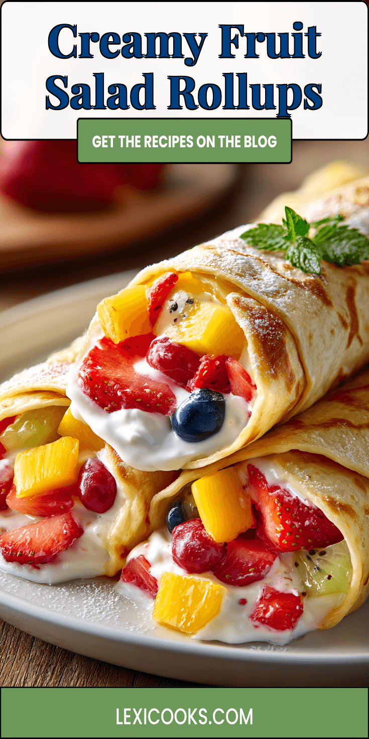 Creamy Fruit Salad Rollups served warm with cozy spices