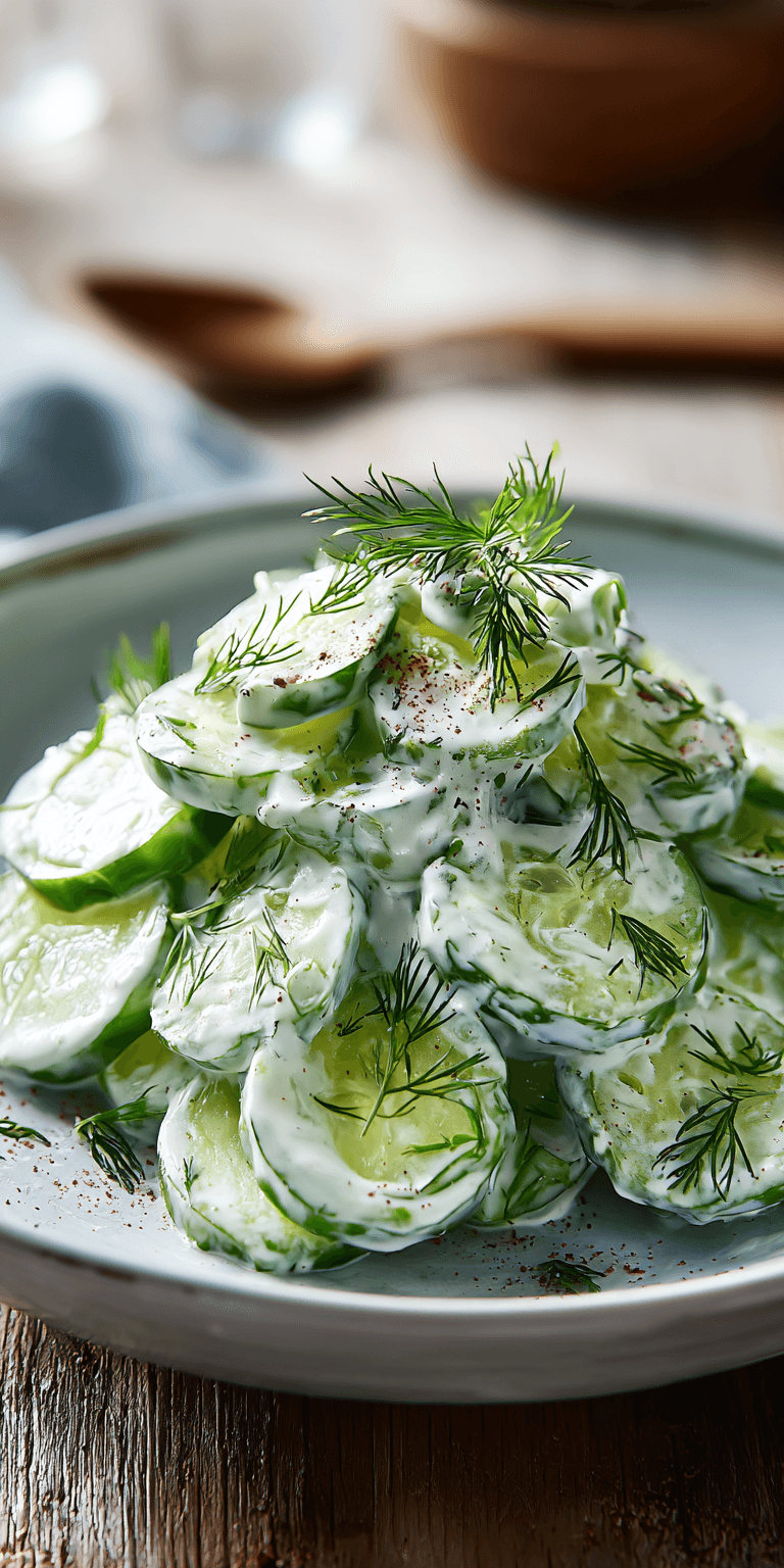 Dill Yogurt Cucumber Salad served warm with cozy spices