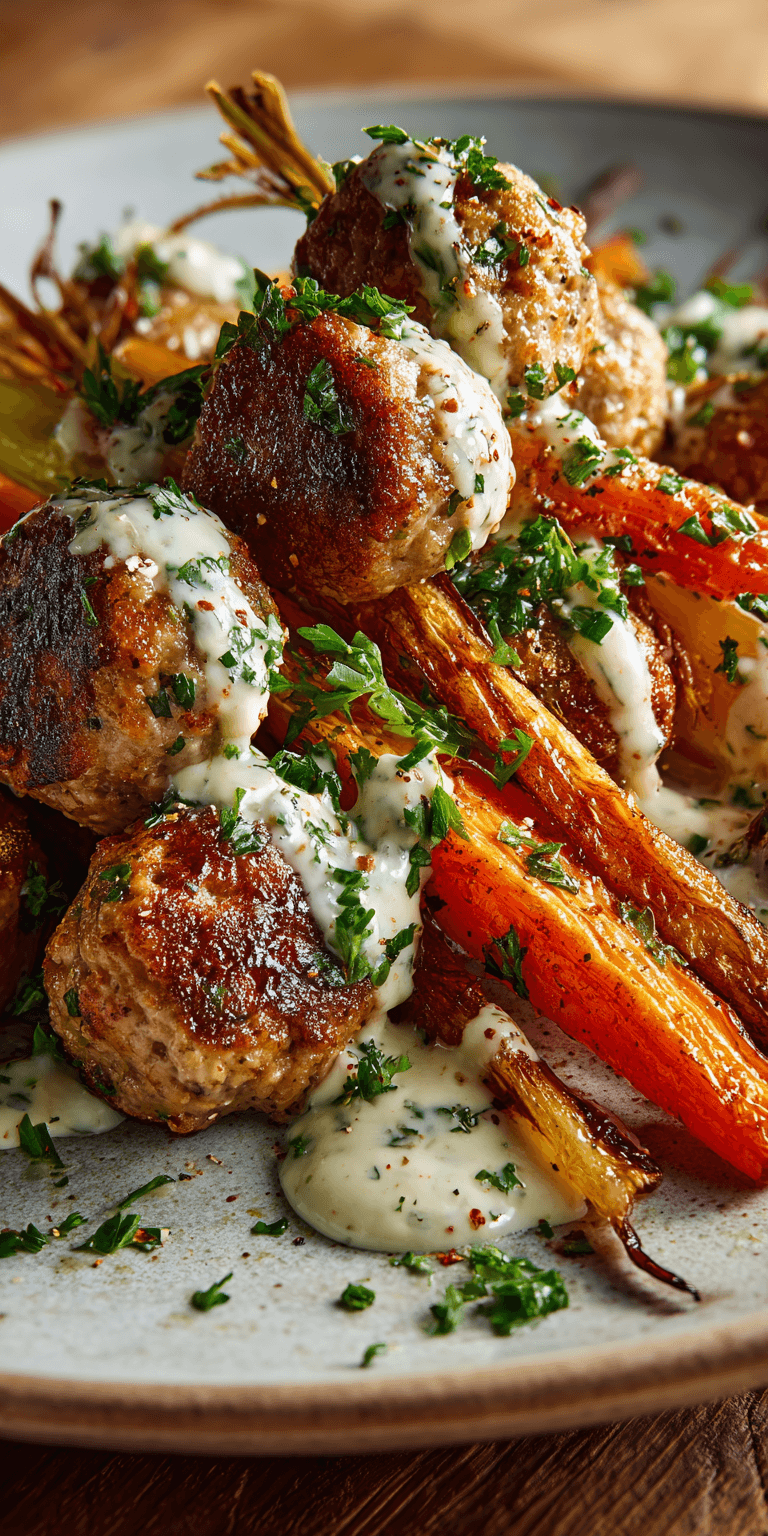 Freeform Chicken Meatballs Carrots Yogurt served warm with cozy spices
