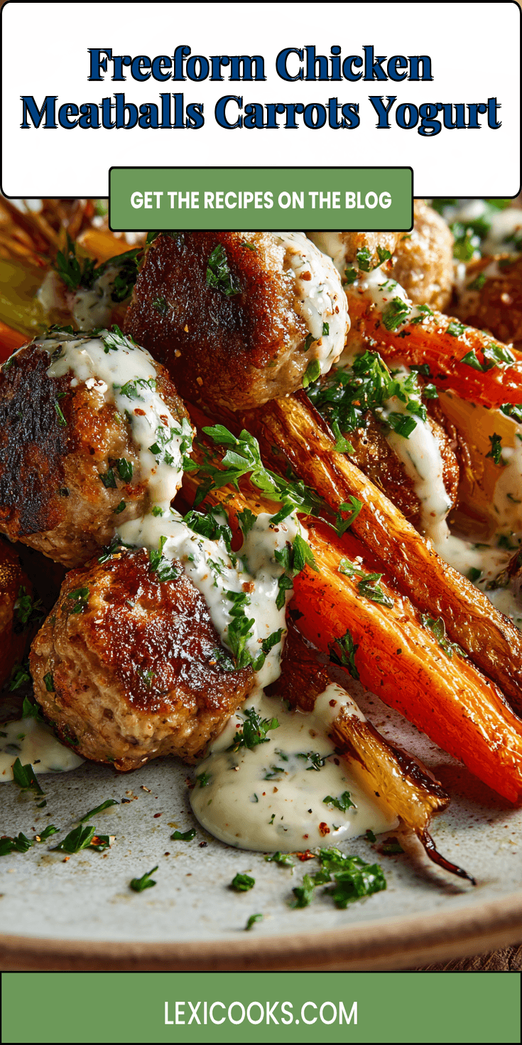 Freeform Chicken Meatballs Carrots Yogurt served warm with cozy spices