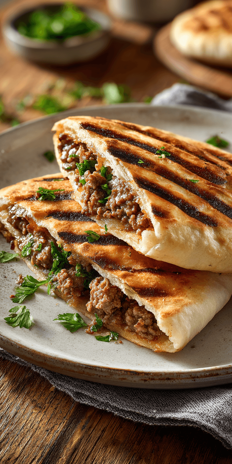 Grilled Lamb Pita Arayes served warm with cozy spices
