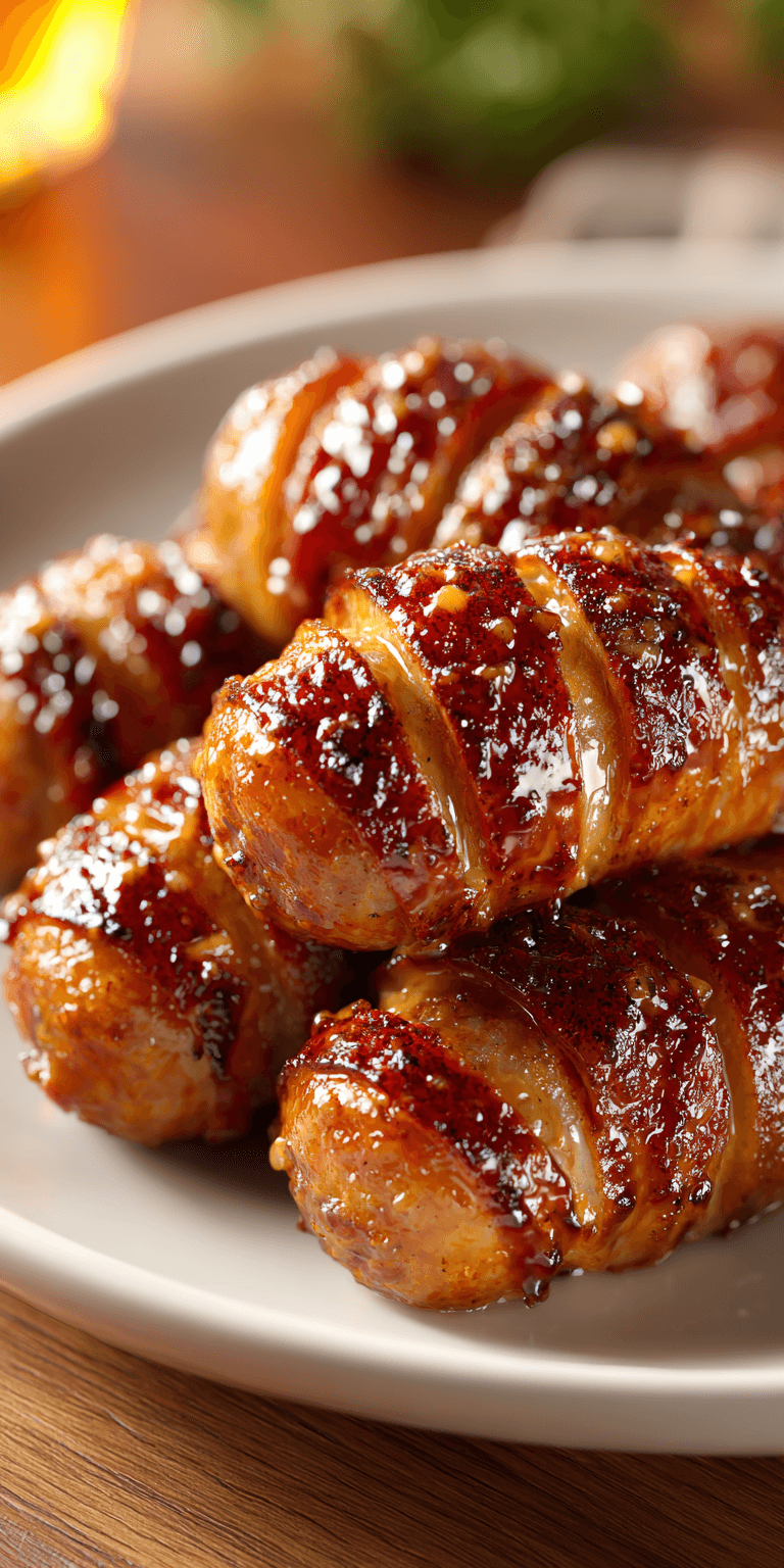 Mustard Hasselback Kielbasa Bites served warm with cozy spices