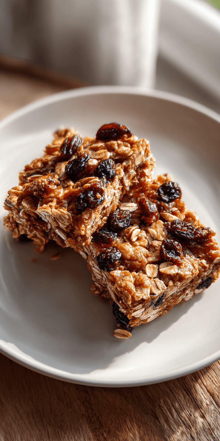 Oatmeal Raisin Bars served warm with cozy spices