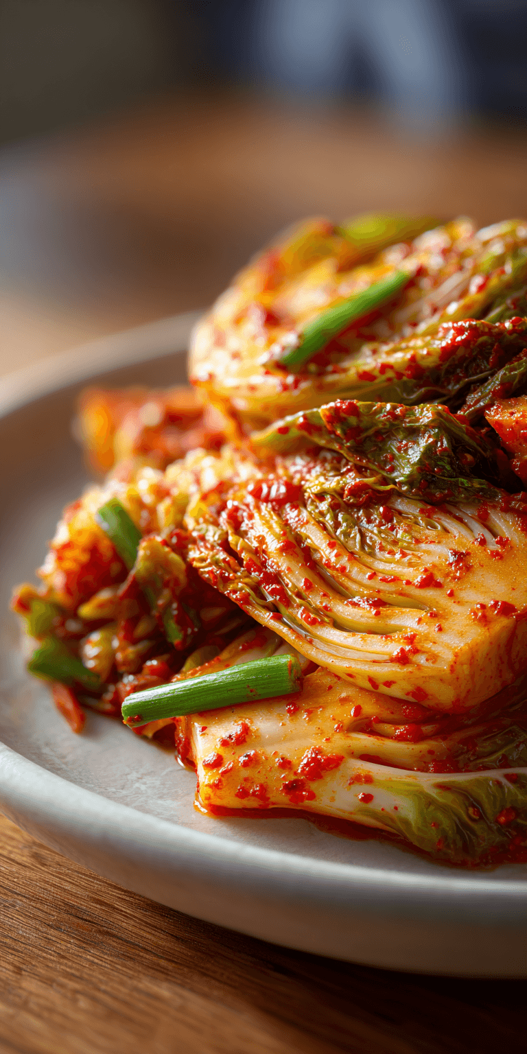 Vegan Kimchi Napa Cabbage served warm with cozy spices